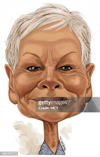 Dpi Chris Ware caricature of Judi Dench, a British film, stage and television actress.