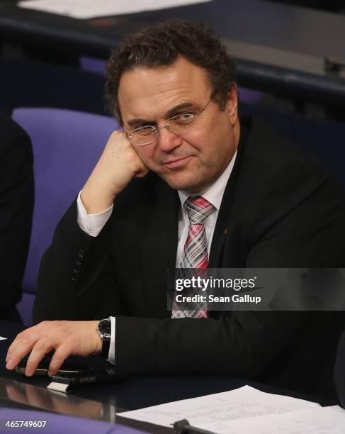 German Agriculture and Consumer Protection Minister Hans-Peter Friedrich attends debates at the Bundestag following a government declaration given by...