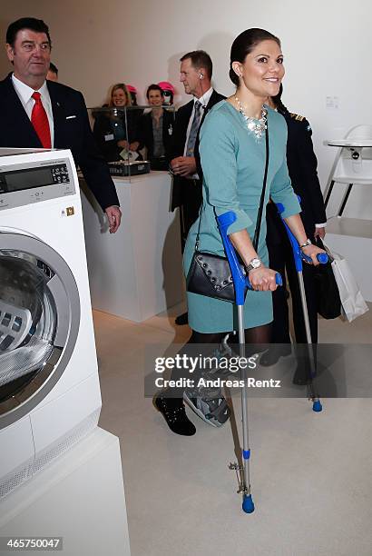 Crown Princess Victoria of Sweden attends the special exhibition 'Sweden at its best: Red Dot Award-winning design from the North' at the Red dot...