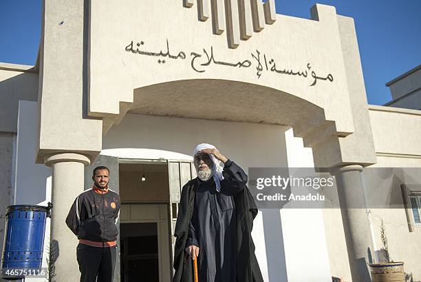 The entrance to the Milita prison, where prisoners of war war kept, is seen in the Libyan town of Zliten on March 4, 2015.