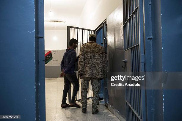 Prisoner is seen at the Milita prison where prisoners of war war kept, in the Libyan town of Zliten on March 4, 2015.