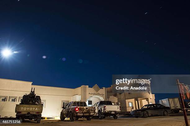 The entrance to the Milita prison, where prisoners of war war kept, is seen in the Libyan town of Zliten on March 4, 2015.