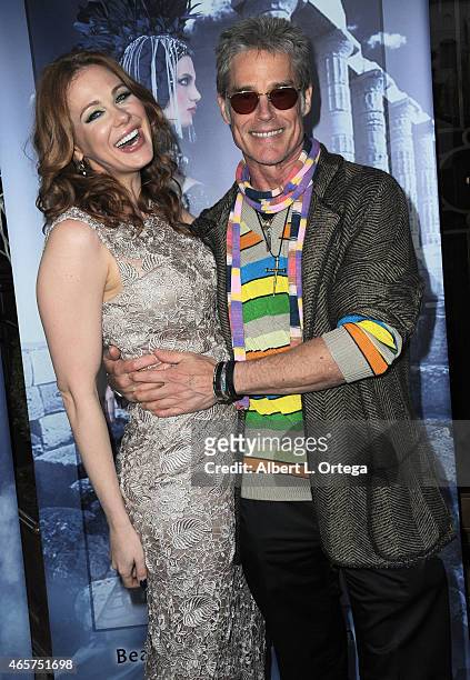 Actress Maitland Ward in Sue Wong and actor Ron Moss attend the Art Hearts Fashion - Opening Night with Sue Wong's Runway Fashion Show "Mythos And...