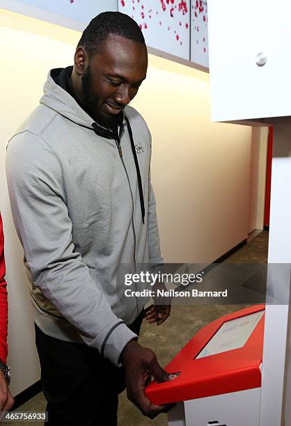 Player Muhammad Wilkerson attends the Verizon Power House First Look With NFL Stars Muhammad Wilkerson And Hakeem Nicks at Bryant Park on January 29,...