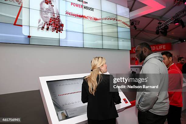 Player Muhammad Wilkerson attends the Verizon Power House First Look With NFL Stars Muhammad Wilkerson And Hakeem Nicks at Bryant Park on January 29,...