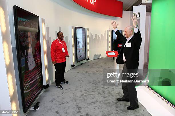 Guests attend the Verizon Power House First Look With NFL Stars Muhammad Wilkerson And Hakeem Nicks at Bryant Park on January 29, 2014 in New York...
