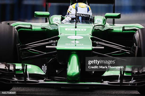 Marcus Ericsson of Sweden and Caterham drives the new CT05 during day two of Formula One Winter Testing at the Circuito de Jerez on January 29, 2014...