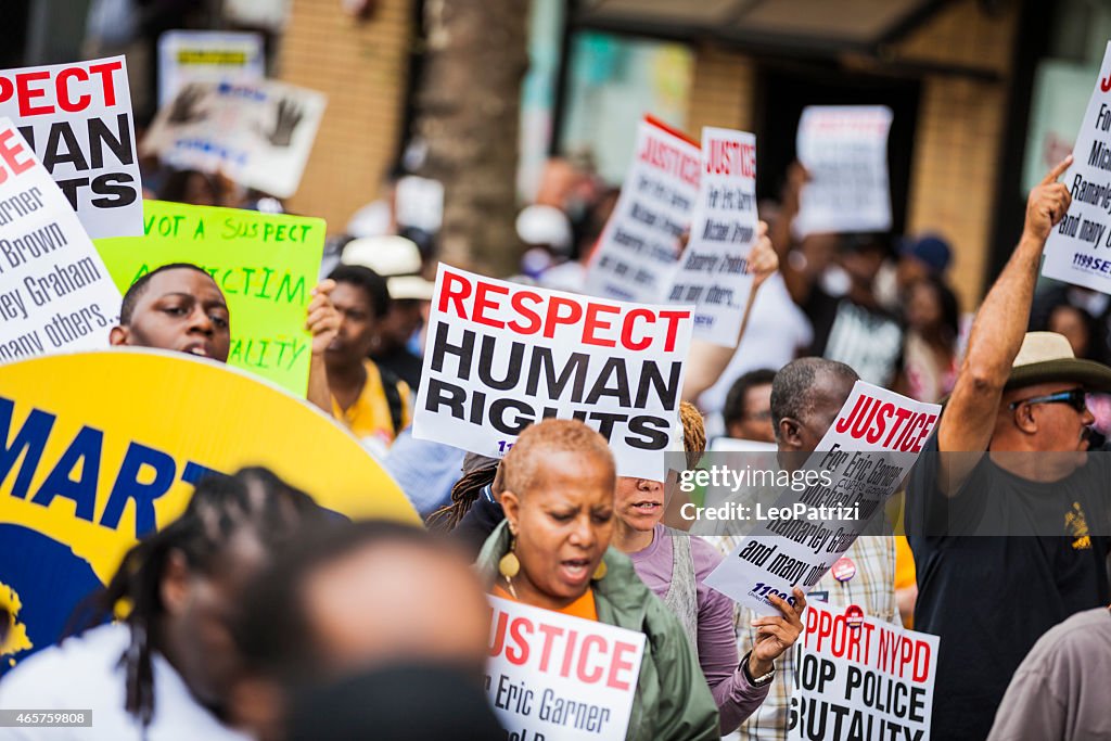 Thousands of people protest against NYPD in August 2014