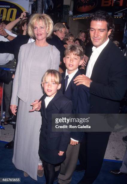 Actress Melanie Griffith, actor Antonio Banderas, Melanie's daughter Dakota Johnson and Melanie's son Alexander Bauer attend the "Batman & Robin"...
