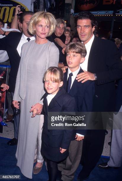 Actress Melanie Griffith, actor Antonio Banderas, Melanie's daughter Dakota Johnson and Melanie's son Alexander Bauer attend the "Batman & Robin"...