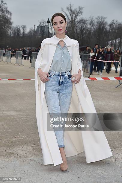 Ulyana Sergeenko arrives at Valentino Fashion Show during Paris Fashion Week Fall Winter 2015/2016 on March 10, 2015 in Paris, France.