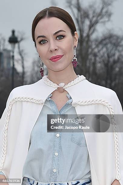 Ulyana Sergeenko arrives at Valentino Fashion Show during Paris Fashion Week Fall Winter 2015/2016 on March 10, 2015 in Paris, France.