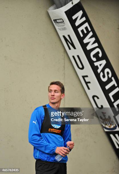New Signing Luuk de Jong undergoes a medical at the Newcastle United Training Centre on January 29 in Newcastle upon Tyne, England.