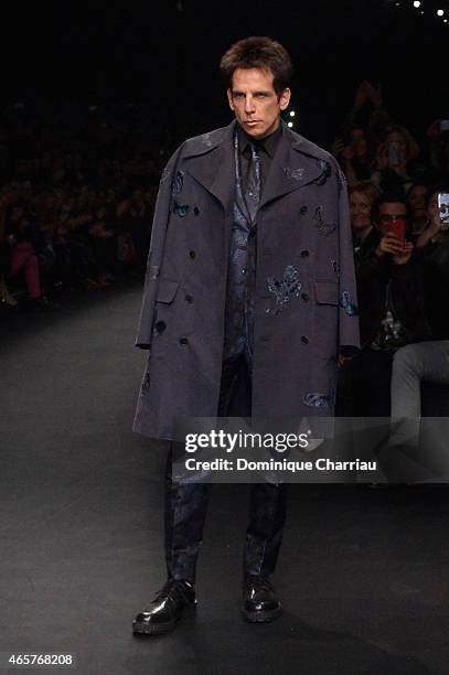 Ben Stiller walks the runway during the Valentino show as part of the Paris Fashion Week Womenswear Fall/Winter 2015/2016 on March 10, 2015 in Paris,...