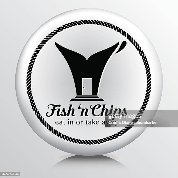 stockillustraties, clipart, cartoons en iconen met round icon with fish 'n chips - fish and chips