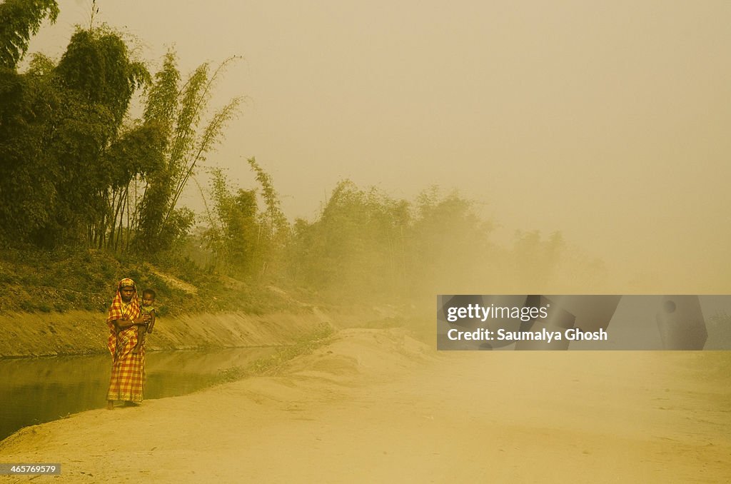 Dusty and foggy winter morning