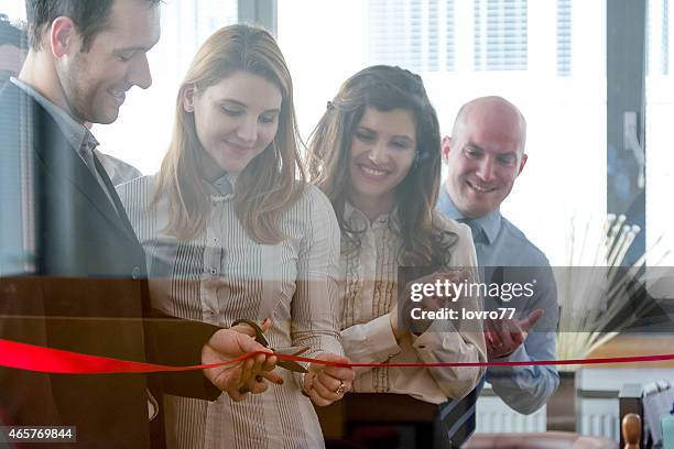 opening of new office space - openingsceremonie stockfoto's en -beelden