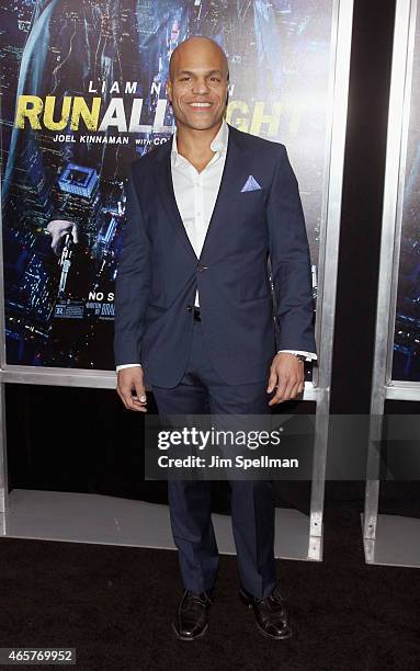 Gavin-Keith Umeh attends the "Run All Night" New York premiere at AMC Lincoln Square Theater on March 9, 2015 in New York City.