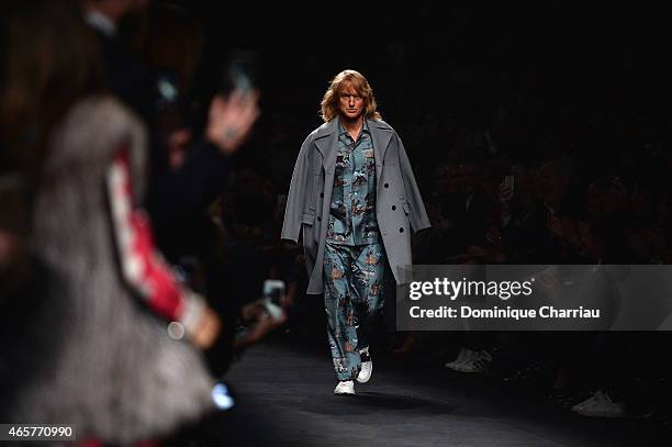 Owen Wilson walks the runway during the Valentino show as part of the Paris Fashion Week Womenswear Fall/Winter 2015/2016 on March 10, 2015 in Paris,...