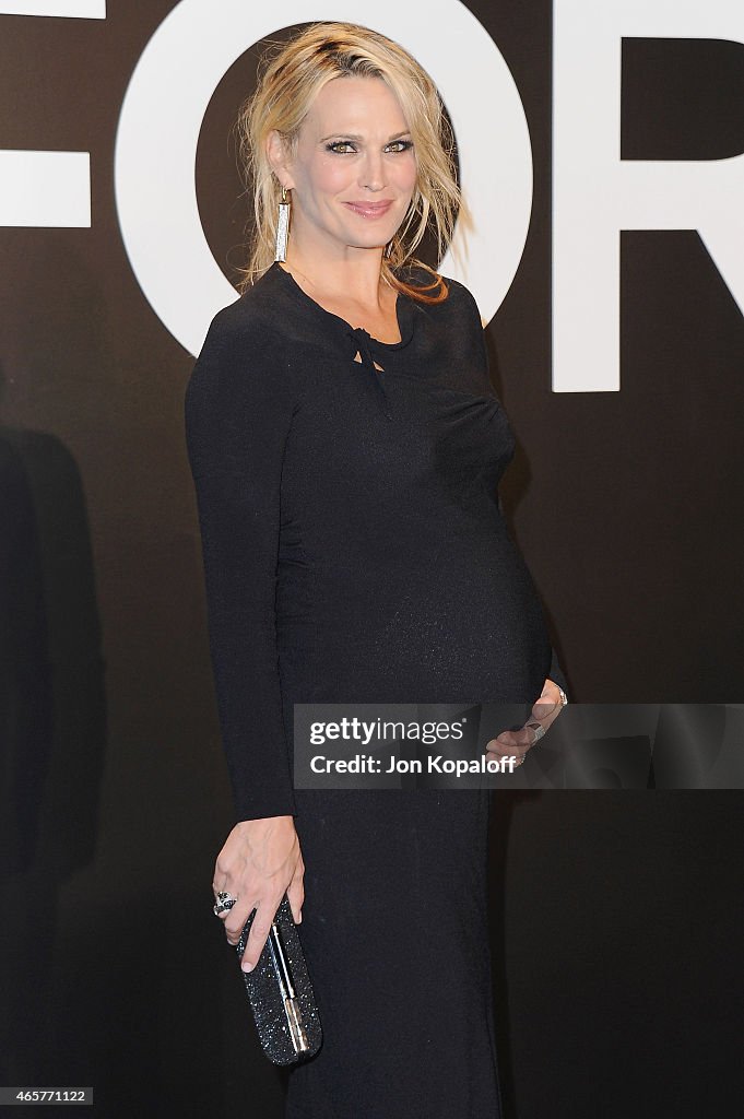 Actress Molly Sims arrives at Tom Ford Autumn/Winter 2015 Womenswear ...