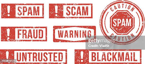 spam, betrug, täuschung-gummi-briefmarken - corporate theft stock-grafiken, -clipart, -cartoons und -symbole