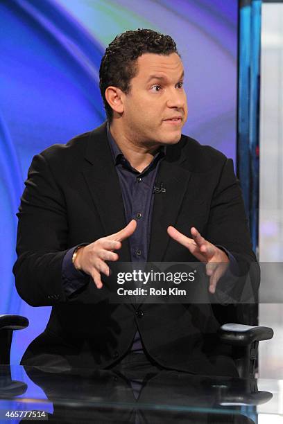 Penny stock expert Timothy Sykes visits "Opening Bell With Maria Bartiromo" on the FOX Business Network at FOX Studios on March 10, 2015 in New York...
