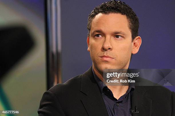 Penny stock expert Timothy Sykes visits "Opening Bell With Maria Bartiromo" on the FOX Business Network at FOX Studios on March 10, 2015 in New York...