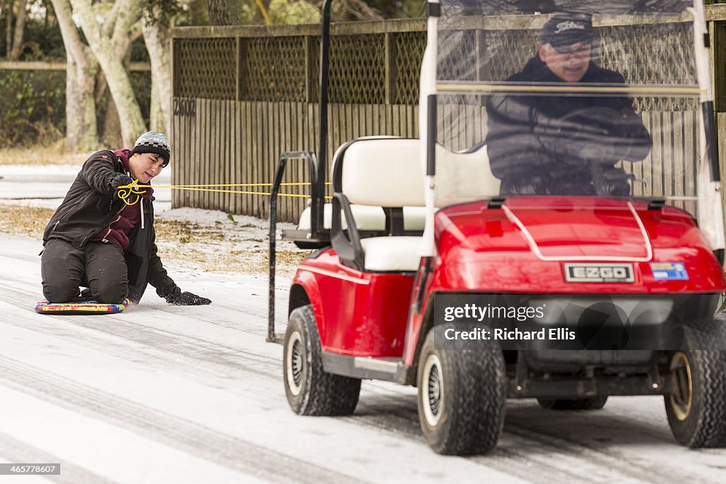 Rare Winter Storm In South Brings Ice And Snow To Region Unaccustomed