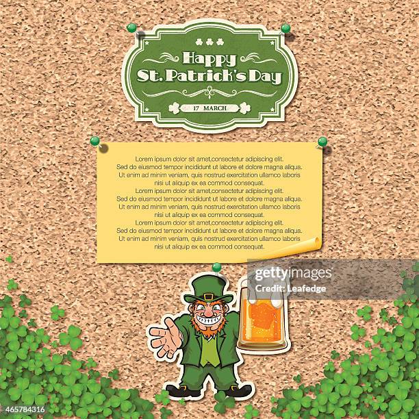 illustrations, cliparts, dessins animés et icônes de st. patrick's day leprechaun fond [ ] et de la bière - tableau d'affichage