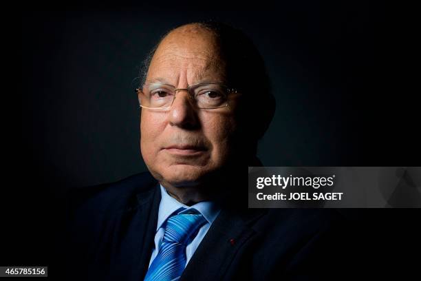 Dalil Boubakeur, Rector of the Great Mosque of Paris and President of the French Council of Muslim Faith poses at the Great Mosque of Paris, on March...