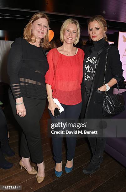 Sarah Brown, Bec Astley Clarke and Laura Bailey attend the Astley Clarke and Theirworld charitable partnership launch in the Rumpus Room at Mondrian...