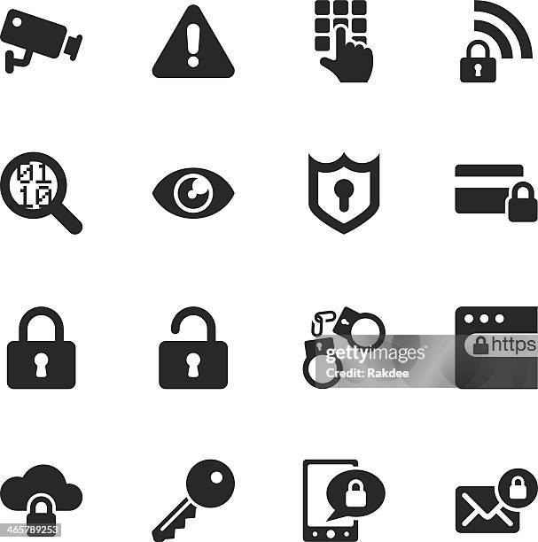 security silhouette icons - surveillance camera stock illustrations