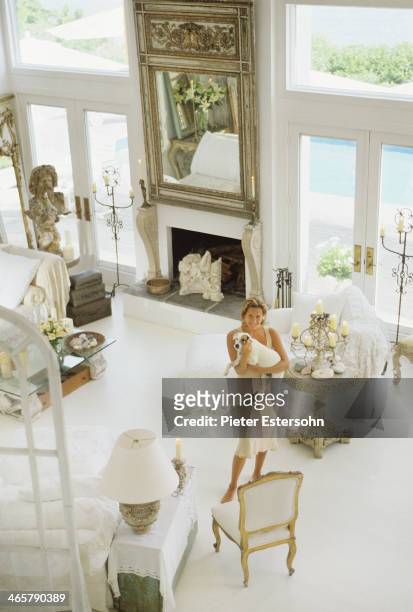Designer Donna Karan is photographed in her home for Florida International Magazine in 2001 in East Hampton, New York. Pictured: Gabby Karan in the...