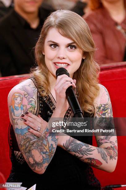 Singer Beatrice Martin, 'Coeur de Pirate' attends the 'Vivement Dimanche' French TV show at Pavillon Gabriel on January 29, 2014 in Paris, France.