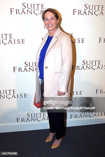 Segolene Royal attends the world premiere of "Suite Francaise" at Cinema UGC Normandie on March 10, 2015 in Paris, France.