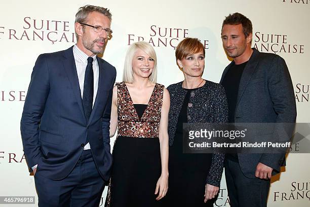 Lambert Wilson, Michelle Williams, Kristin Scott Thomas and Matthias Schoenaerts attend the world premiere of "Suite Francaise" at Cinema UGC...