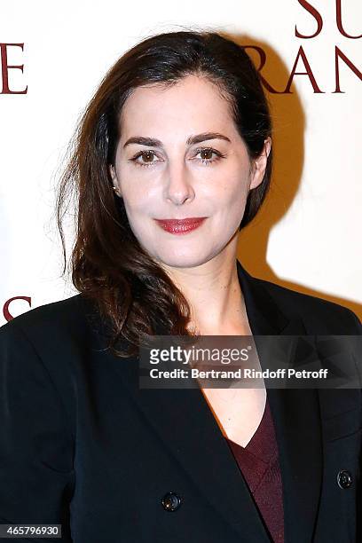 Amira Casar attends the world premiere of "Suite Francaise" at Cinema UGC Normandie on March 10, 2015 in Paris, France.
