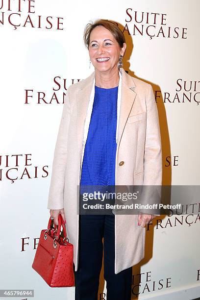 Segolene Royal attends the world premiere of "Suite Francaise" at Cinema UGC Normandie on March 10, 2015 in Paris, France.