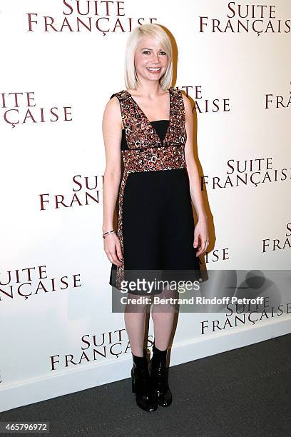 Michelle Williams attends the world premiere of "Suite Francaise" at Cinema UGC Normandie on March 10, 2015 in Paris, France.