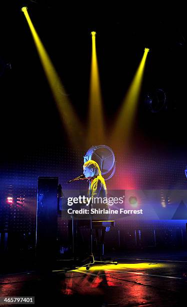Hannah Reid of London Grammar performs a sold out show at Manchester Academy on January 29, 2014 in Manchester, England.