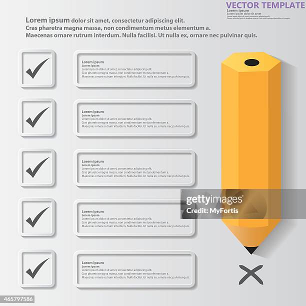 stockillustraties, clipart, cartoons en iconen met exam pencil checking - check mark