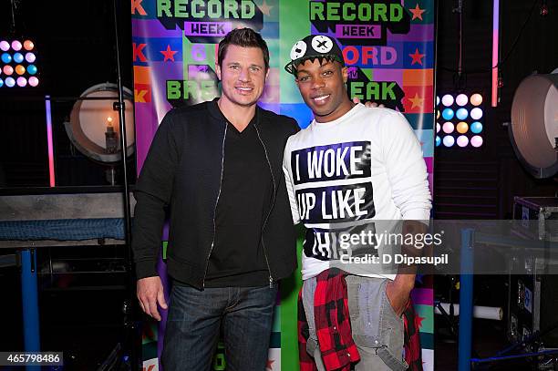 Nick Lachey and Todrick Hall attend the 2015 MTV Break the Record Week - Dance-A-Thon in Times Square on March 10, 2015 in New York City.