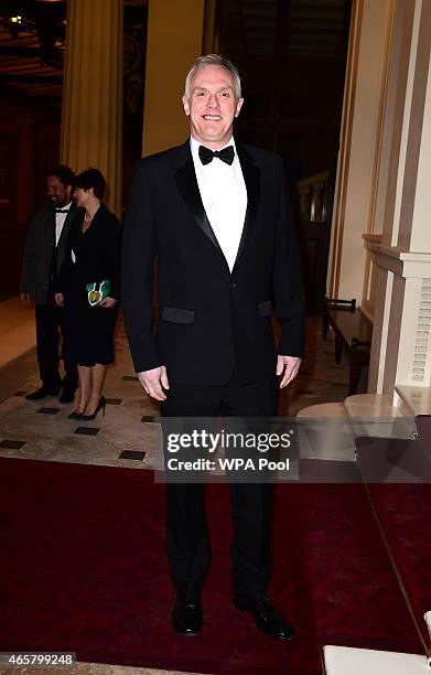 Greg Davies attending a reception and dinner in support of Motor Neurone Disease Association at Buckingham Palace on March 10, 2015 in London, United...