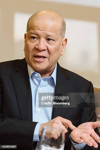 Billionaire Ramon Ang, president of San Miguel Corp., speaks during an interview at the company's headquarters in Manila, the Philippines, on...