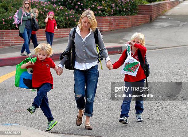 Naomi Watts is seen with her two sons, Sammy Schreiber and Sasha Schreiber on January 29, 2014 in Los Angeles, California.