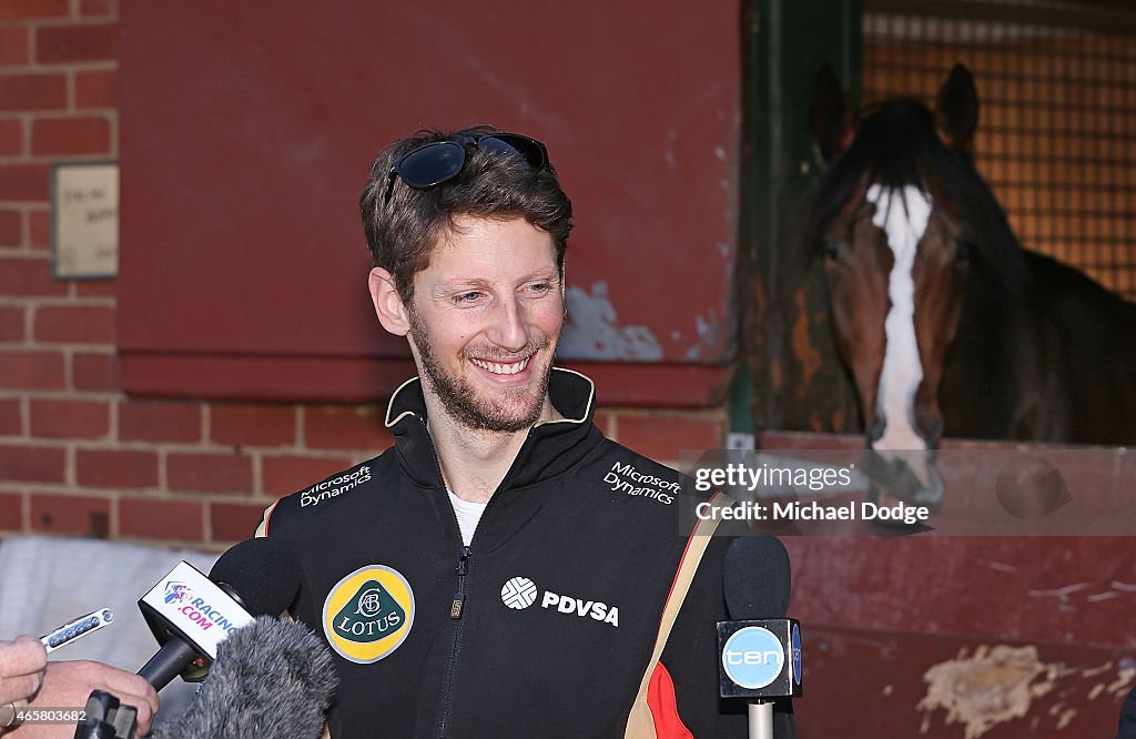 Romain Grosjean Visits Caulfield Racecourse