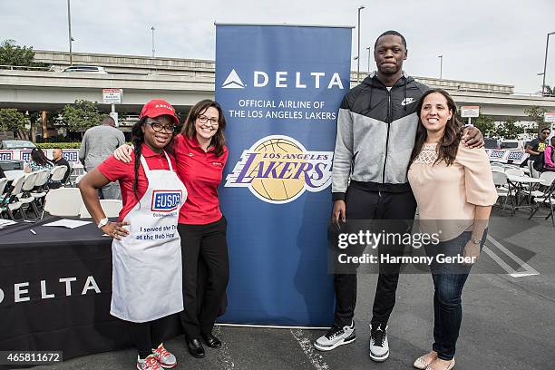 Los Angeles Laker Julius Randle attends the Bob Hope USO at LAX on March 10, 2015 in Los Angeles, California.