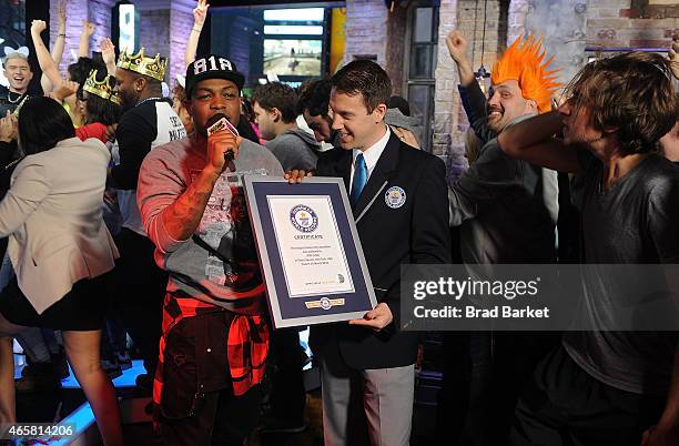 Television host Todrick Hall and Adjudicator Guinness World Records Phillip Robertson attend the 2015 MTV Break the Record Week - Dance-A-Thonat...