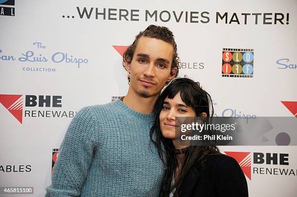 Actor Robert Sheehan and Sofia Boutella attend the 2015 San Luis Obispo International Film Festival at Fremont Theatre on March 10, 2015 in San Luis...