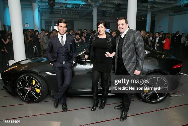 Personalities Luis Ortiz, Jacqueline Laurita and Chris Laurita at the Jaguar and Deadspin VIP event at Skylight West in New York City on January 29,...